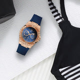 Guess Limelight Blue Dial Blue Silicone Strap Watch For Women - W1053L1 Authentic Buy Shop Now
