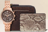 Fossil Neutra Chronograph Mother of Pearl Brown Dial Rose Gold Steel Strap Watch for Women - ES5218 Authentic Buy Shop Now