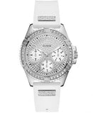 Guess Frontier Diamonds Silver Dial White Rubber Strap Watch For Women - W1160L4 Authentic Buy Shop Now