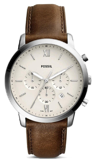 Fossil Neutra Chronograph White Dial Brown Leather Strap Watch for Men - FS5380 Authentic Buy Shop Now
