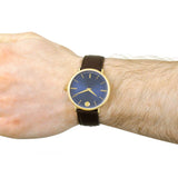 Movado Ultra Slim Blue Dial Brown Leather Strap Watch For Men - 0607088 Authentic Buy Shop Now