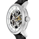 Fossil Grant Skeleton White Dial Black Leather Strap Watch for Men - ME3053 Authentic Buy Shop Now