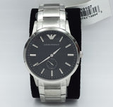 Emporio Armani Classic Quartz Black Dial Silver Steel Strap Watch For Men - AR9107 Authentic Buy Shop Now