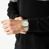 Emporio Armani Kappa Quartz Silver Dial Two Tone Mesh Bracelet Watch For Men - AR11093 Authentic Buy Shop Now