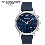 Emporio Armani Luigi Chronograph Blue Dial Blue Leather Strap Watch For Men - AR11451 Authentic Buy Shop Now