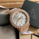 Guess Dazzler Diamonds Silver Dial Rose Gold Steel Strap Watch for Women - W0335L3 Authentic Buy Shop Now