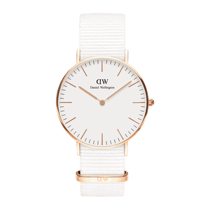 Daniel Wellington Classic Dover White Dial White Nylon Strap Watch For Women - DW00100309 Authentic Buy Shop Now