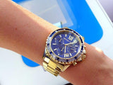 Michael Kors Everest Chronograph Blue Dial Gold Steel Strap Watch for Women - MK5754 Authentic Buy Shop Now
