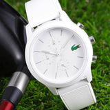 Lacoste 12.12 Chronograph White Dial White Silicon Strap Watch for Men - 2010974 Authentic Buy Shop Now