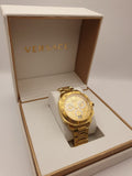 Versace Dylos Chronograph Gold Dial Gold Steel Strap Watch for Men - VQC040015 Authentic Buy Shop Now
