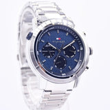 Tommy Hilfiger Troy Chronograph Blue Dial Silver Steel Strap Watch For Men - 1792104 Authentic Buy Shop Now