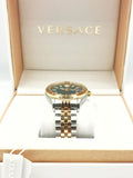 Versace Hellenyium Quartz Green Dial Two Tone Steel Strap Watch For Men - VEVI00620 Authentic Buy Shop Now