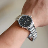 Burberry The Classic Round Black Dial Silver Steel Strap Watch for Men - BU10005 Authentic Buy Shop Now