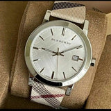Burberry The City Nova Silver Dial White Leather Strap Watch for Women - BU9022 Authentic Buy Shop Now