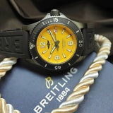 Breitling Superocean Automatic 46mm Yellow Dial Black Rubber Strap Watch for Men - M17368D71I1S1 Authentic Buy Shop Now