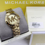 Michael Kors Slim Runway Gold Dial Gold Steel Strap Watch for Women - MK3477 Authentic Buy Shop Now