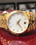 Movado Museum Classic Diamonds Mother of Pearl Dial Gold Steel Strap Watch For Women - 0606998 Authentic Buy Shop Now