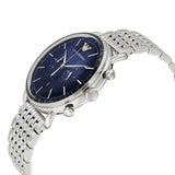 Emporio Armani Aviator Chronograph Blue Dial Silver Steel Strap Watch For Men - AR11238 Authentic Buy Shop Now