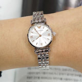 Emporio Armani Gianni T Bar Quartz Silver Dial Silver Steel Strap Watch For Women - AR1935 Authentic Buy Shop Now