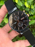 Hugo Boss Associate Black Dial Black Mesh Bracelet Watch for Men - 1513811 Authentic Buy Shop Now