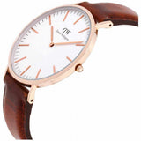 Daniel Wellington Classic St Mawes White Dial Brown Leather Strap Watch For Men - DW00100006 Authentic Buy Shop Now