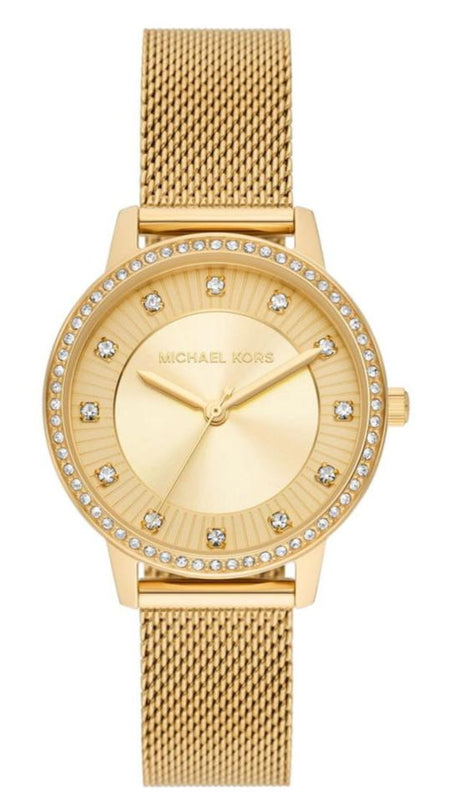 Michael Kors Quartz Crystals Gold Dial Gold Mesh Strap Watch for Women - MKO1011 Authentic Buy Shop Now