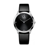 Calvin Klein Minimal Diamonds Black Dial Black Leather Strap Watch for Men - K3M211CS Authentic Buy Shop Now