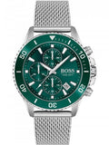 Hugo Boss Admiral Green Dial Silver Mesh Bracelet Watch for Men - 1513905 Authentic Buy Shop Now