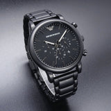 Emporio Armani Luigi Chronograph Black Dial Black Steep Strap Watch For Men - AR11045 Authentic Buy Shop Now