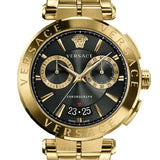 Versace Aion Chronograph Black Dial Gold Steel Strap Watch For Men - VE1D01721 Authentic Buy Shop Now