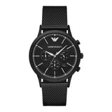 Emporio Armani Renato Chronograph Black Dial Black Mesh Bracelet Watch For Men - AR2498 Authentic Buy Shop Now