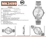 Michael Kors Jaryn Quartz Silver Dial Silver Steel Strap Watch For Women - MK3499 Authentic Buy Shop Now