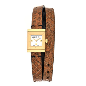 Gucci G Frame White Dial Brown Leather Strap Watch For Women - YA128523 Authentic Buy Shop Now