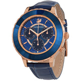 Swarovski Octea Lux Chrono Blue Dial Blue Leather Strap Watch for Women - 5563480 Authentic Buy Shop Now
