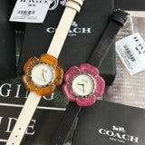 Coach Perry White Dial Beige Leather Strap Watch for Women - 14503050 Authentic Buy Shop Now