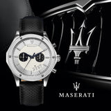 Maserati Circuito Chronograph Analog White Dial Black Leather Strap Watch for Men - R8871627005 Authentic Buy Shop Now