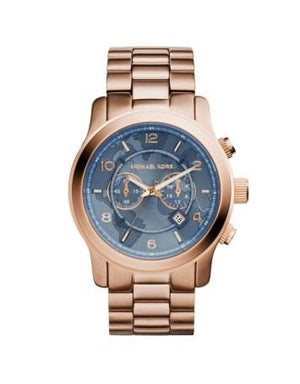 Michael Kors Runway Stop Hunger Quartz Blue Dial Rose Gold Steel Strap Watch For Men - MK8358 Authentic Buy Shop Now