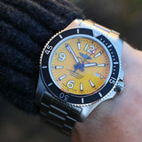 Breitling Superocean II Automatic 44mm Yellow Dial Silver Steel Strap Watch for Men - A17367021I1A1 Authentic Buy Shop Now