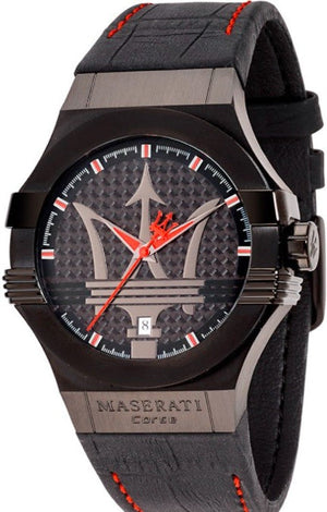 Maserati Potenza 3H STR Black Dial 42mm Leather Strap Watch For Men - R8851108010 Authentic Buy Shop Now