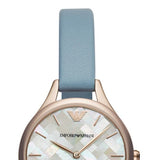 Emporio Armani Aurora Quartz Mother of Pearl White Dial Blue Leather Strap Watch For Women - AR11109 Authentic Buy Shop Now