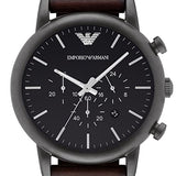 Emporio Armani Dress Chronograph Black Dial Black Leather Strap Watch For Men - AR1918 Authentic Buy Shop Now