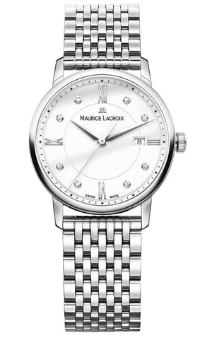 Maurice Lacroix Eliros Date White Dial Silver Steel Strap Watch for Women - EL1094-SS002-150-1 Authentic Buy Shop Now