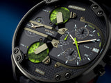 Diesel Big Daddy Chronograph Black Dial Black Leather Strap Watch For Men - DZ7311 Authentic Buy Shop Now