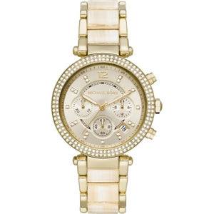 Michael Kors Parker Chronograph Gold Dial Gold Steel Strap Watch For Women - MK6831 Authentic Buy Shop Now
