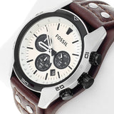 Fossil Coachman Chronograph White Dial Brown Leather Strap Watch for Men - CH2890 Authentic Buy Shop Now
