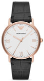 Emporio Armani Kappa Quartz White Dial Black Leather Strap Watch For Men - AR80015 Authentic Buy Shop Now