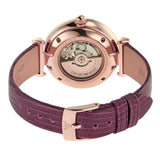 Emporio Armani Meccanico Automatic Silver Dial Burgundy Leather Strap Watch For Women - AR60044 Authentic Buy Shop Now