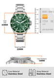 Emporio Armani Diver Chronograph Green Dial Silver Steel Strap Watch For Men - AR11500 Authentic Buy Shop Now