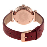 Emporio Armani Gianni T-Bar Analog Mother of Pearl Dial Red Leather Strap Watch For Women - AR11322 Authentic Buy Shop Now