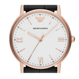 Emporio Armani Kappa Quartz White Dial Black Leather Strap Watch For Men - AR80015 Authentic Buy Shop Now